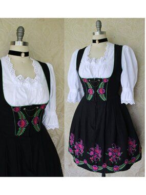 Salzburger Trachten October fest German Bavarian Dirndl corset dress top black